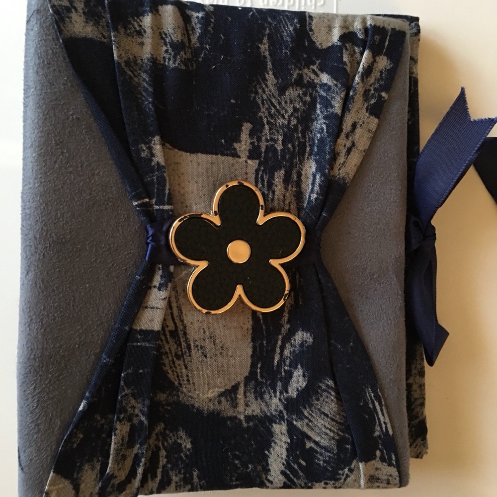 Blue Navy & Gray Flowe Fabric Covered Photo Album